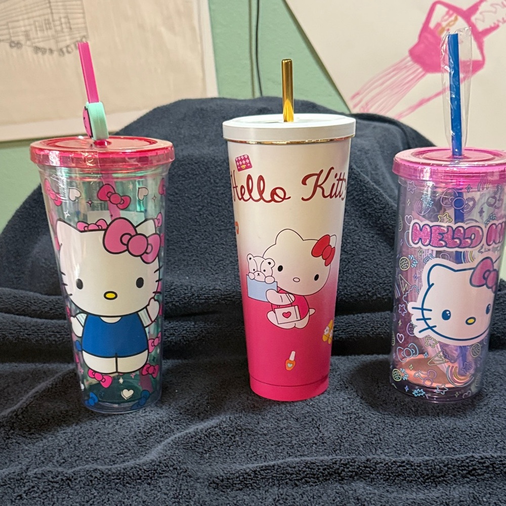 Hello Kitty Pink and Blue Tumbler Trio